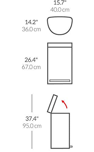 simplehuman 45 Liter/ 12 Gallon Semi-Round Hands-Free Step Trash Can, Brushed
