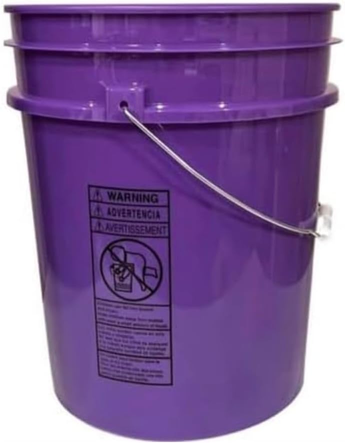 House Naturals 5 Gallon Premium HPDE Plastic Bucket - Made in USA Food Grade Storage Container, BPA Free All Purpose Pail (5, Purple)
