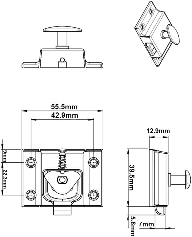 QCAA Oval Turn Cabinet Latch, for Cupboard & Other Furniture, Large, Matte Black, 8 Pack