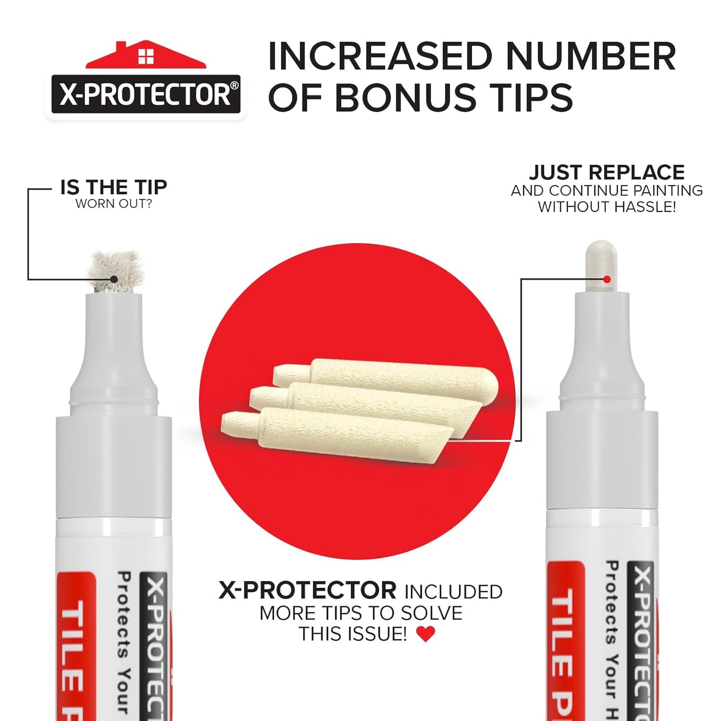 X-Protector Water Based Grout Marker - 1 PC with 4 Tips, White