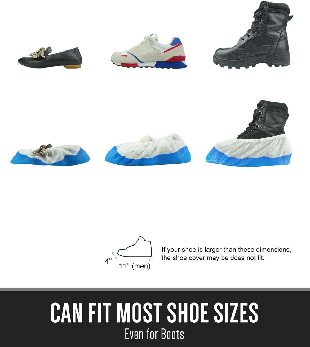 OhanaPro Premium Disposable Non Slip Boot & Shoe Covers - Pack of 50 - Waterproof Double Layer Bottom - Extra Thick, Durable, Recyclable - One Size Fits Most