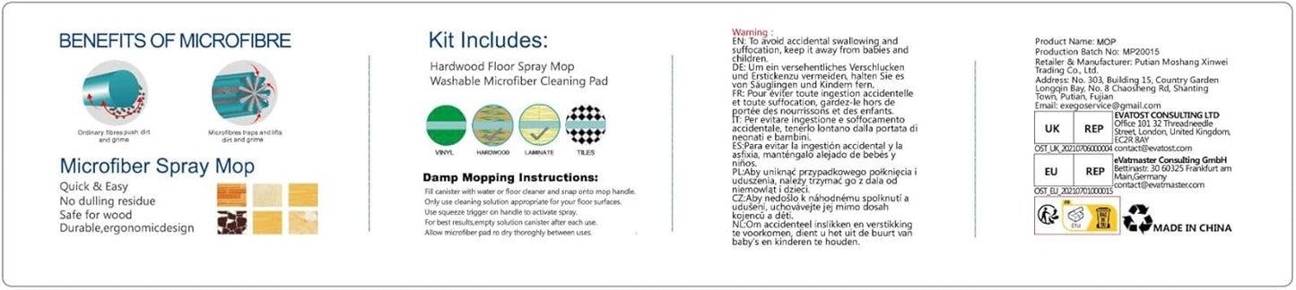 Spray Mop for Hardwood Floors Cleaning: Microfiber Wet Dry Floor Mops with 4 Washable Pads for Swiffer PowerMop - Flat Mop with Sprayer for Kitchen Tile Wood Laminate Vinyl