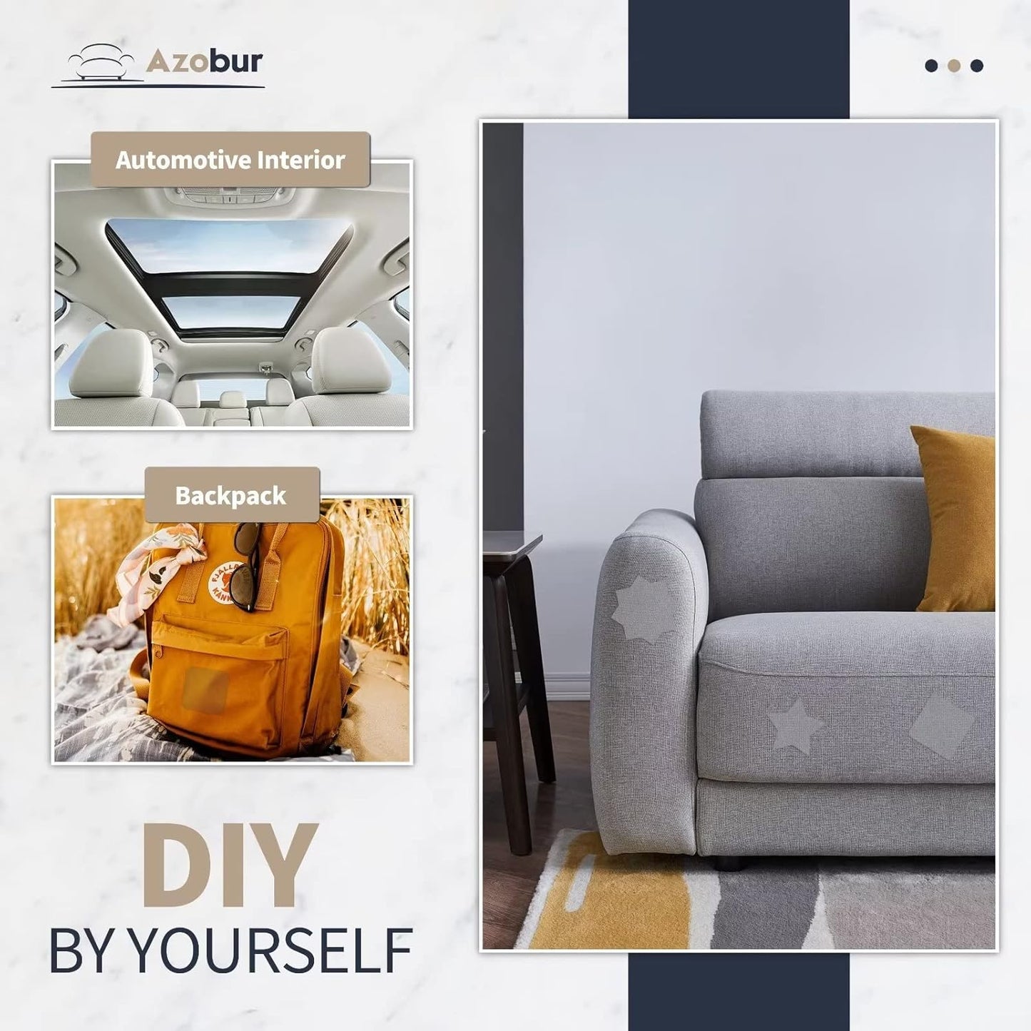 Azobur Velvet Patch,Self-Adhesive Rectangular Flannel Fabric Patch,Multicolor Available Anti Scratch Velvet 8X11 Inch Peel and Stick for Sofas, Automotive Interior, Handbags,and Pillow (White)