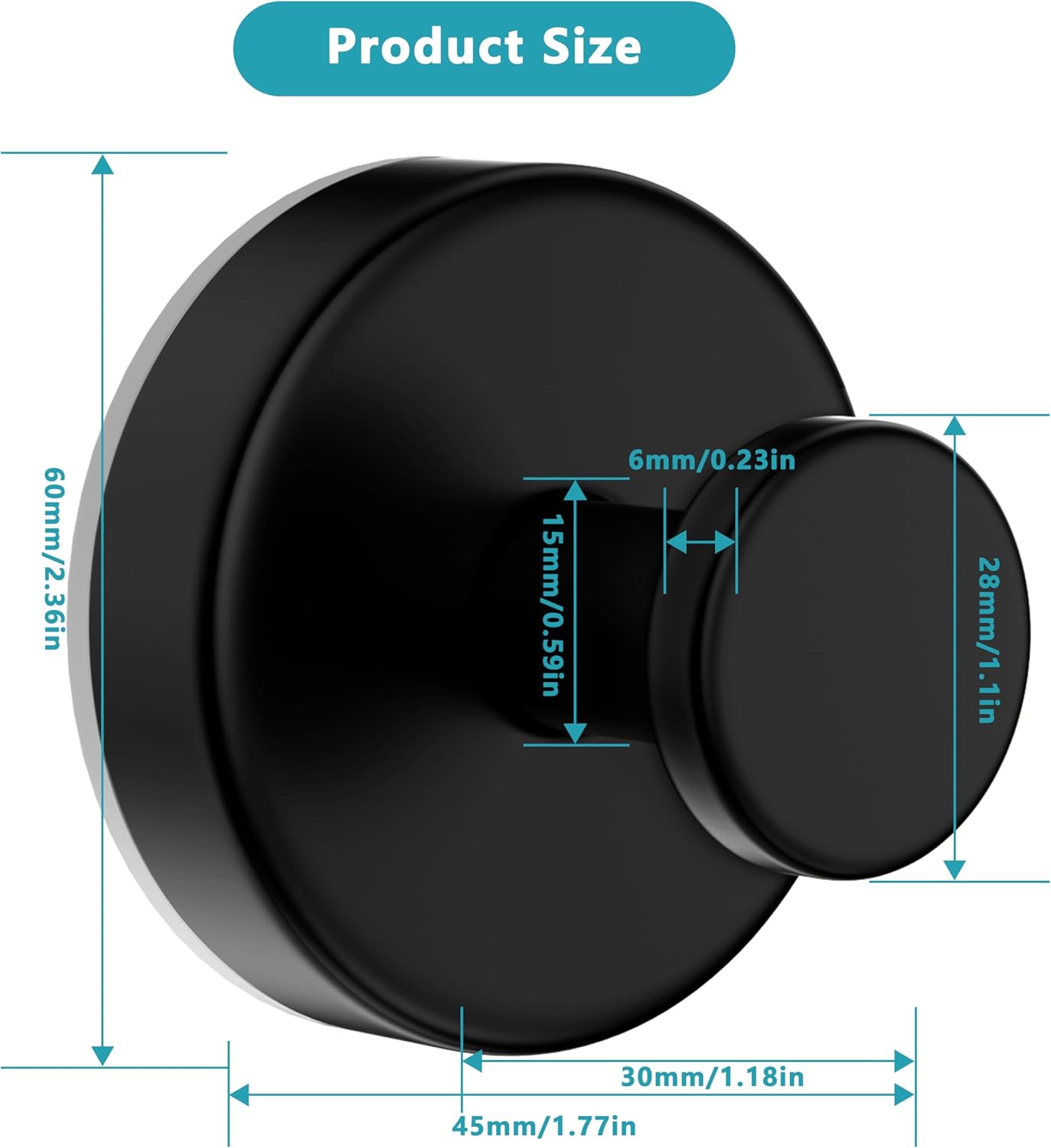 Suction Cup Hooks for Shower,Removable No Drill Towel Hooks,Upgraded 15 lbs Strong Suction hooks for Bathroom Tile,Shower Wall,Glass Door,Kitchen-Loofah,Coat,Stainless Waterproof-Matte Black 2 Pcs