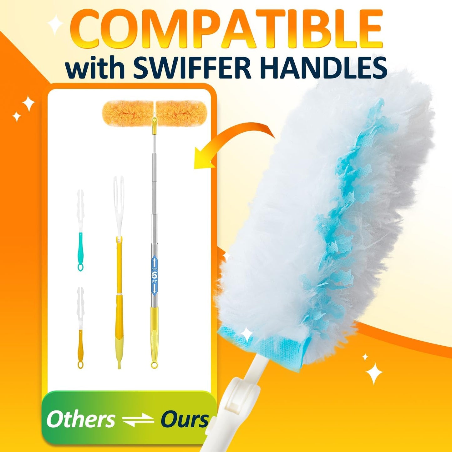 360 Duster Refills for Swiffer, Refill Kit with 50 Dusters for Cleaning Home & Car, Heavy Duty Multi Surface