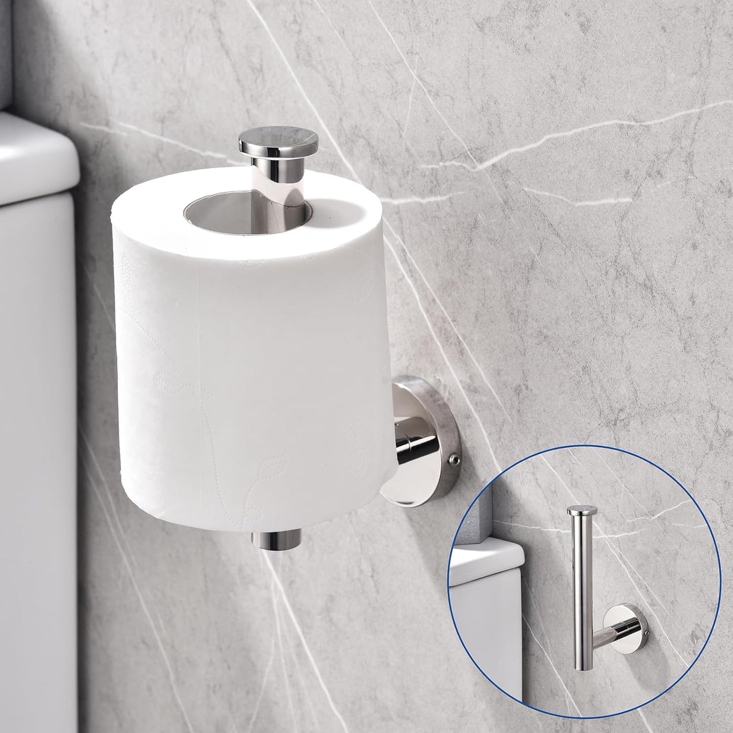 TASTOS Toilet Paper Holder SUS304 Stainless Steel Round Size Polished Chrome 2 Pack