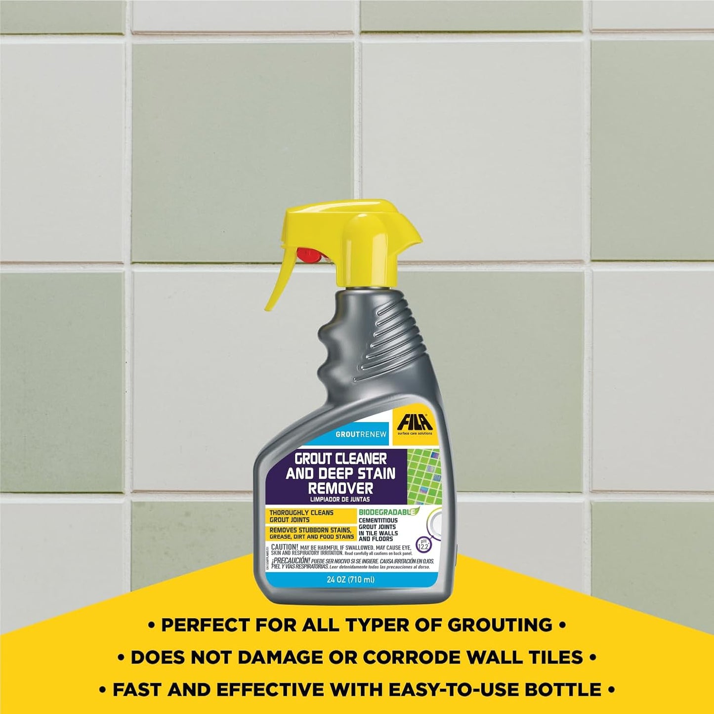 FILA Filagrout Net 24 OZ, Grout Cleaner for Tile Floors, Ceramic Tile and Porcelain Tile, Non-acid and Biodegradable