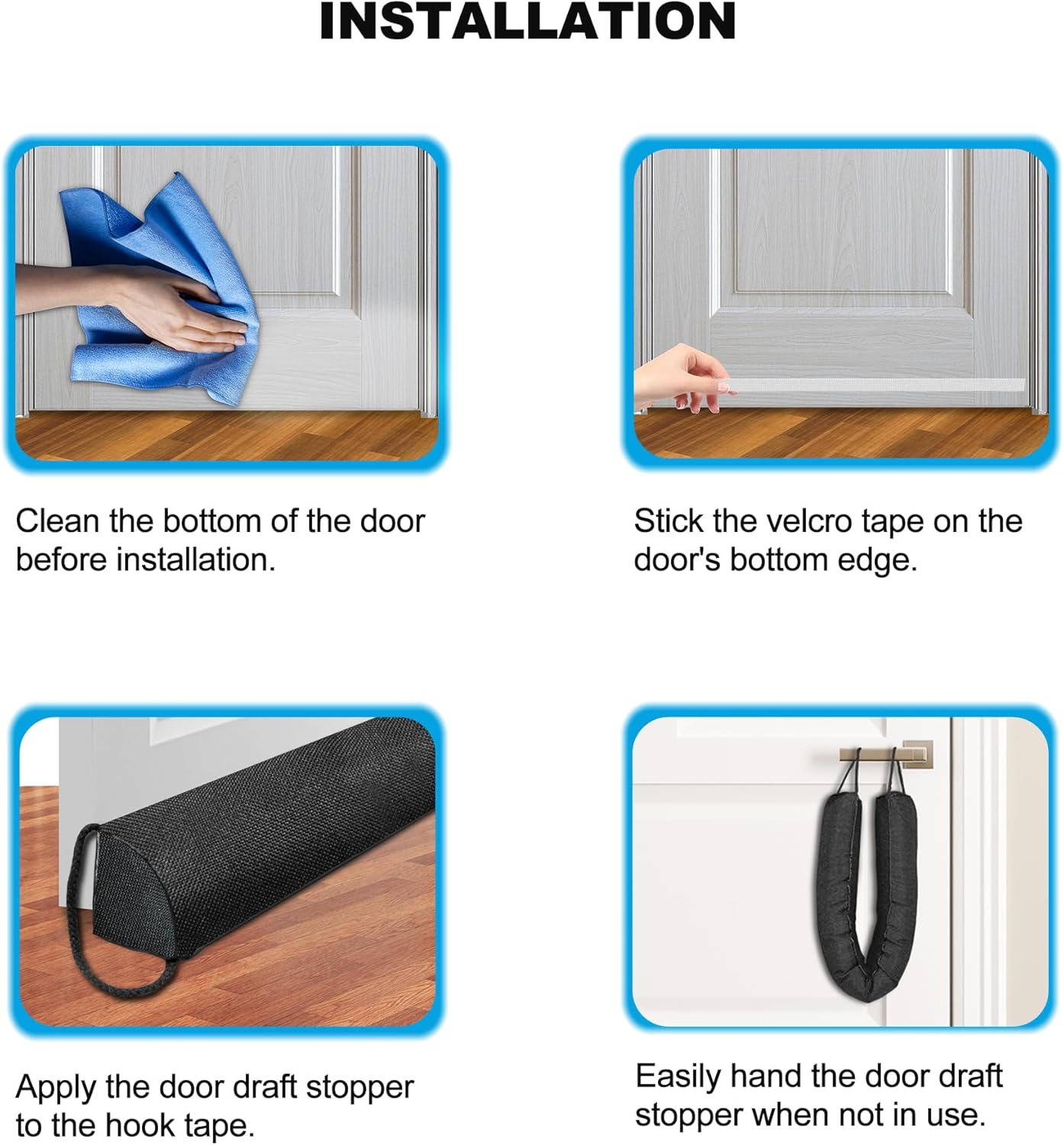 QUOLIX Triangle Under-Door Draft Stopper, 32" Noise Blocker, Weighted Weather Stripping, Gray Cotton & Polyester, Multi-Function Noise & Light Blocker, Black