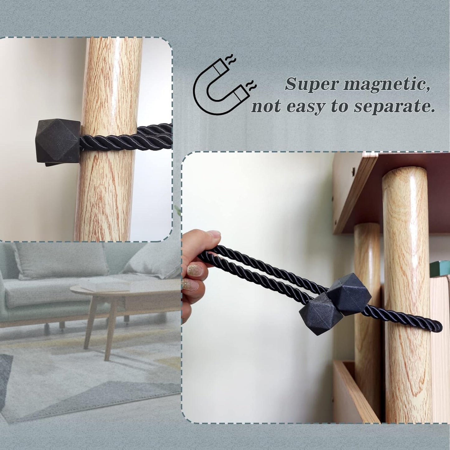 Hion Magnetic Curtain Tiebacks White 6 Pack, Curtain Tiebacks Buckles Holdbacks Holders Hooks Clip for Home Bedroom Office Decorative Thick or Thin Curtain