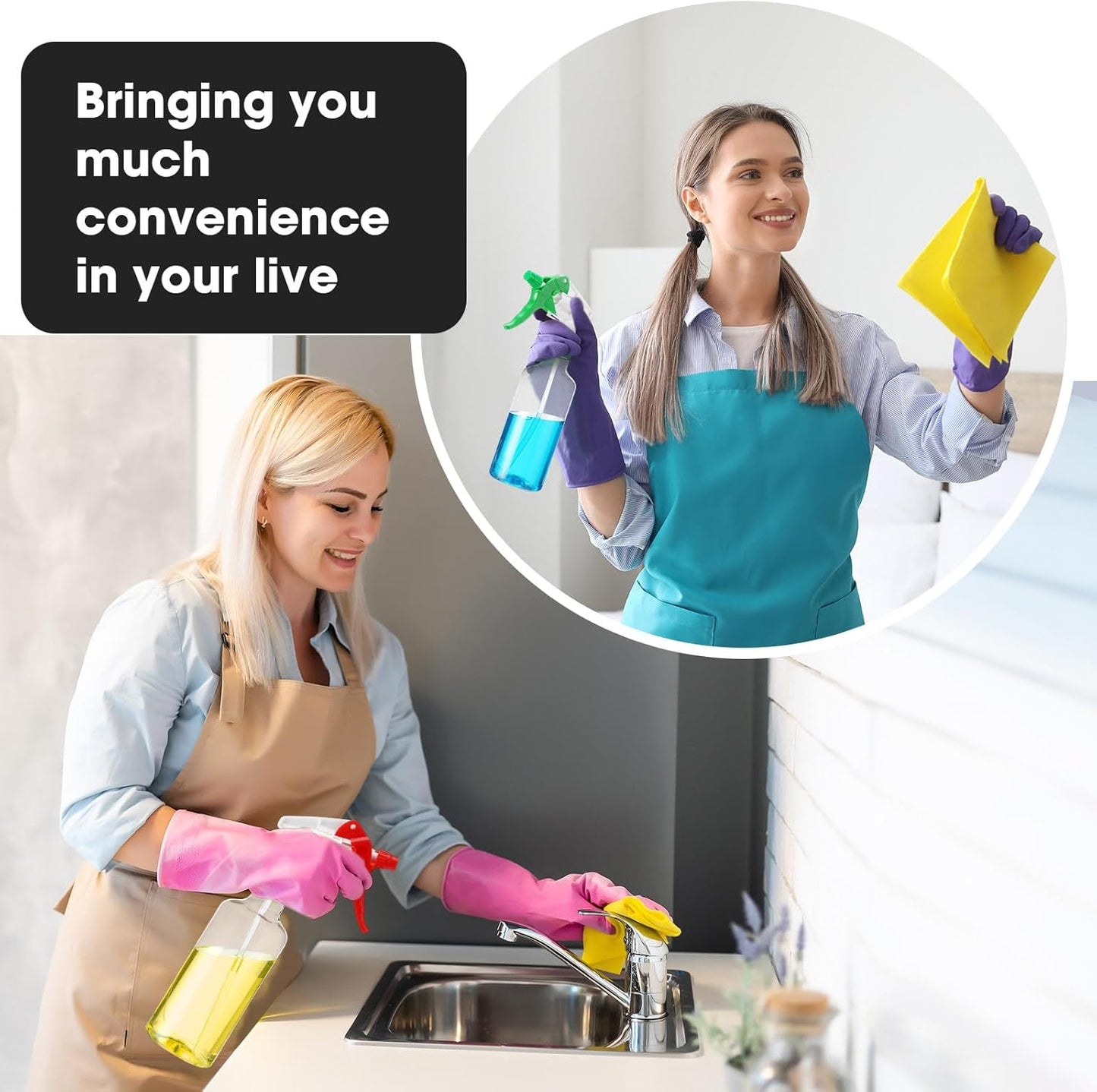 Eccliy 12 Pcs 16 Oz Plastic Spray Bottle, Adjustable Empty Reusable Sprayer for Cleaning, Planting, Water, Bathroom and Kitchen, BBQ, Commercial and Residential(Multicolor,Clear)