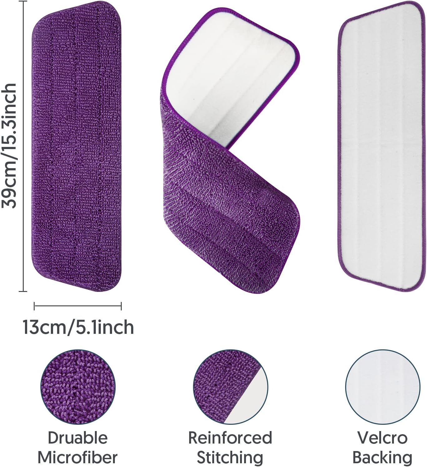 7 Count Reusable Mop Pads for Swiffer PowerMop -MEXERRIS Microfiber Wet Mops Refills PowerMop Pads Refills Machine Washable Hard Floor Mop Pads Replacement for 13''-15'' Spray Floor Mops