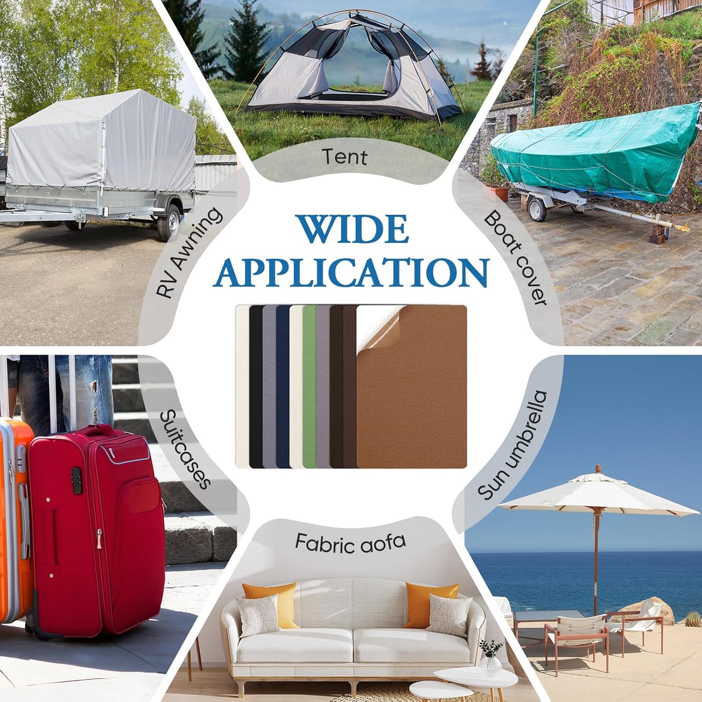 Canvas Patch 5.5 x 8 Inches 6Pcs Self-Adhesive Waterproof Canvas Patch Kit for Repairing Tents,Sofas,Boat Covers,Camping Chair,Awnings,Car Seats.(Gray)