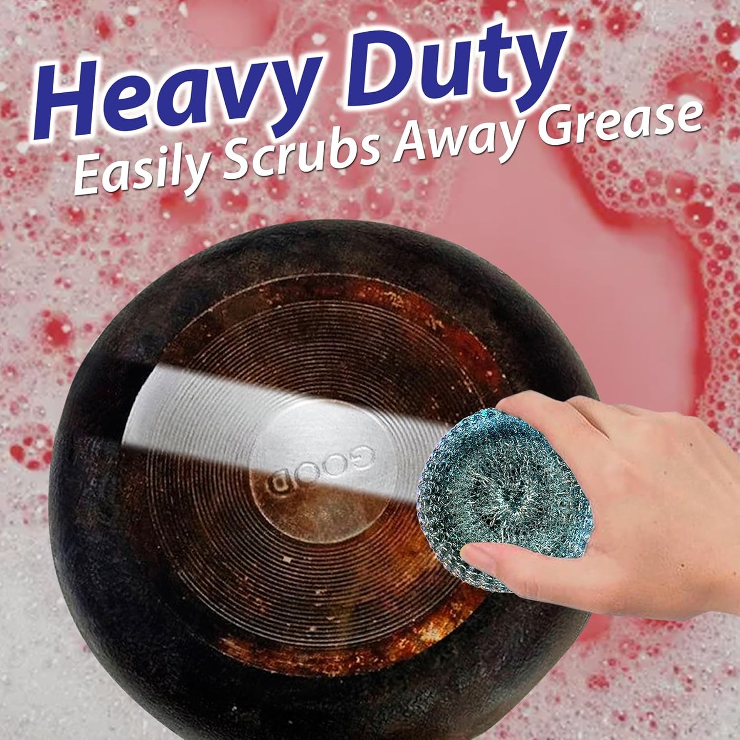 3 Pcs ESSPERTA Stainless Steel Wool Scrubber,3 Steel Scrubber Wool Pads for Cleaning Dishes, Metal Scrubber Pot Scrubbers Can Clean Iron Pots, Stoves, Barbecue Grills, Wash Sink