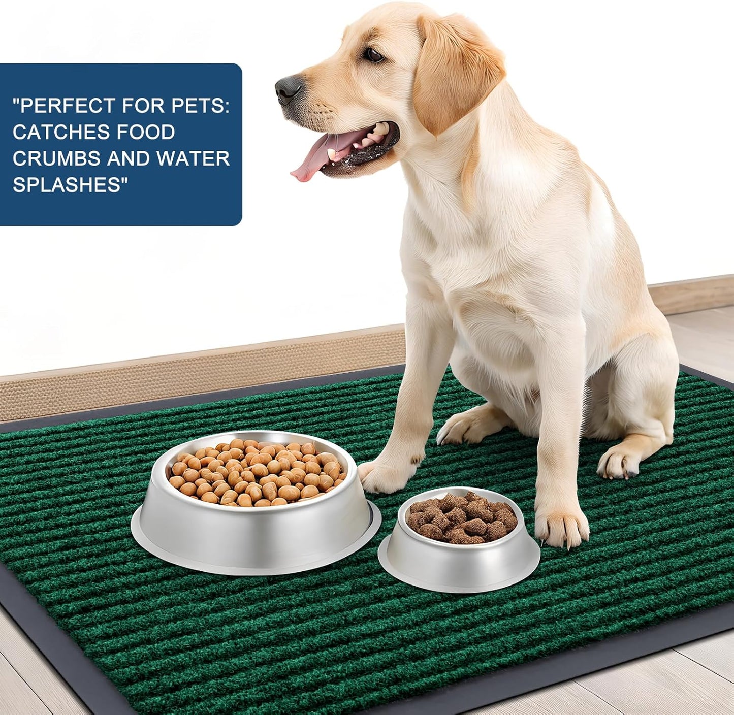 OLANLY Front Door Mat Indoor Outdoor Entrance, Waterproof Heavy Duty Doormat, Fade Resistant, Low Profile, Easy Clean Patio Porch Welcome Floor Mats for Entry, 47x32, Green