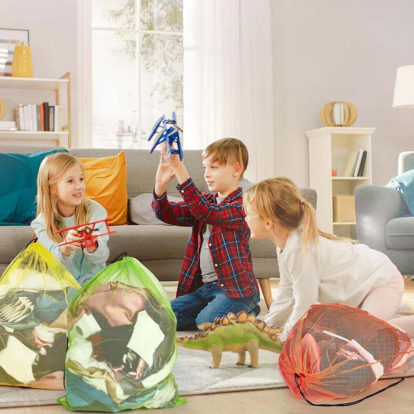 Berlune 36 Pcs Large Laundry Bag Colorful Extra Large Mesh Laundry Bag Bulk with Drawstring Heavy Duty Mesh Machine Washable Drawstring Pouch (32 * 24in)