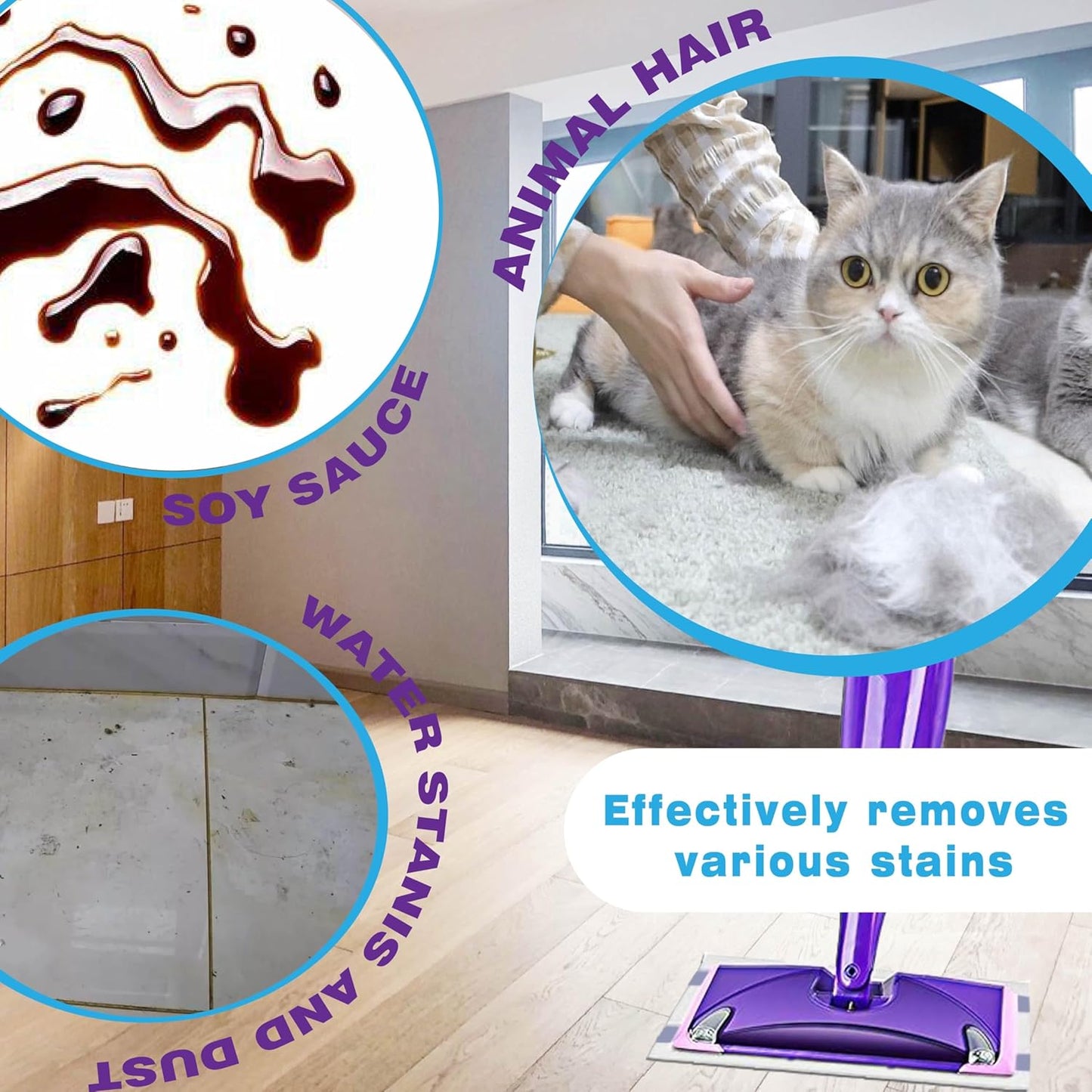 Upgraded Mop Pad Refill for Swiffer Wet Jet, 64 Counts Disposable Multi-Surface Cleaning Pads for Hardwood Floor, Tile, Laminate, Compatible with Swiffer WetJet Spray Mop, Dry and Wet Use