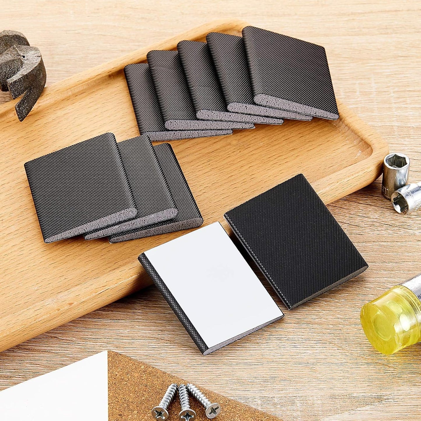 Zonon 16 Pieces Door Corner Seal Weatherstripping Exterior Door Frame Seal Draft Stopper Adhesive Corner Pads for Weather Stripping and Draft Protection (Black)