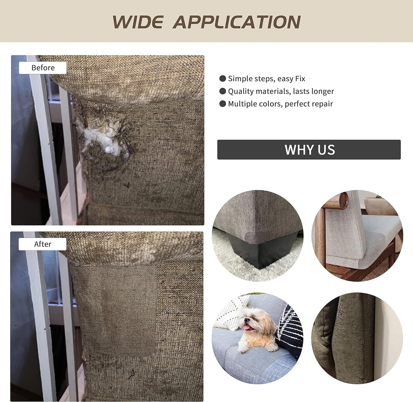 KING MOUNTAIN Coarse Linen Repair Patches, Self-Adhesive Linen Fabric Patches, 8X11 inch 2 PCS, Multi Color, Can be Used for Linen Sofa Repair and Linen Clothes Repair(8" x 11"-2PCS, Smoky Grey)