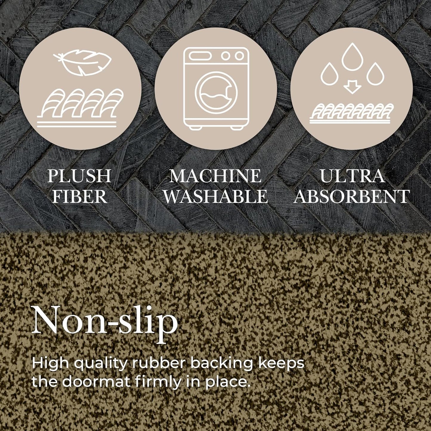 Premium Microfiber Indoor Door Mat – 20"x30" Washable Entry Mat, Non-Slip, Waterproof Backing, Super Absorbent, Low Profile Entryway Doormat for Indoor Entrance