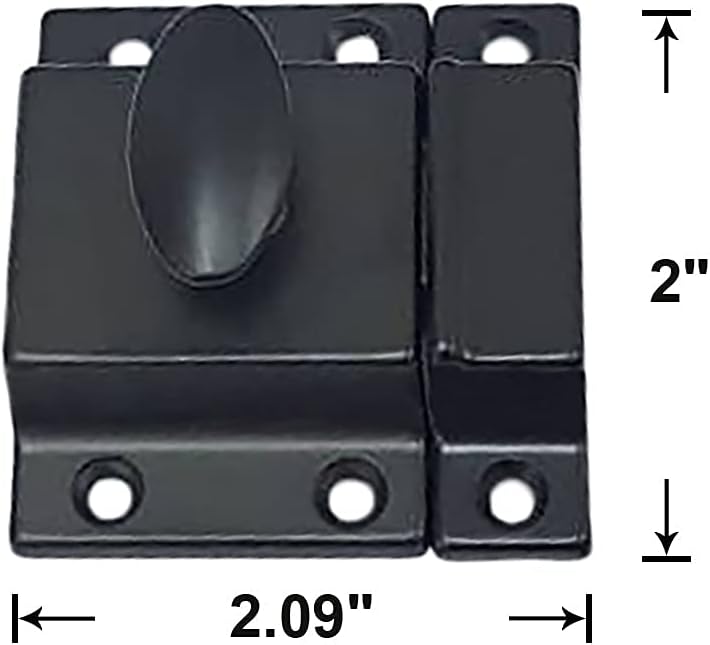 QCAA Traditional Large Oval Turn Cabinet Latch, Solid Brass, 2", for Cupboard & Other Furniture, Matte Black, 1 Pack, Made in Taiwan