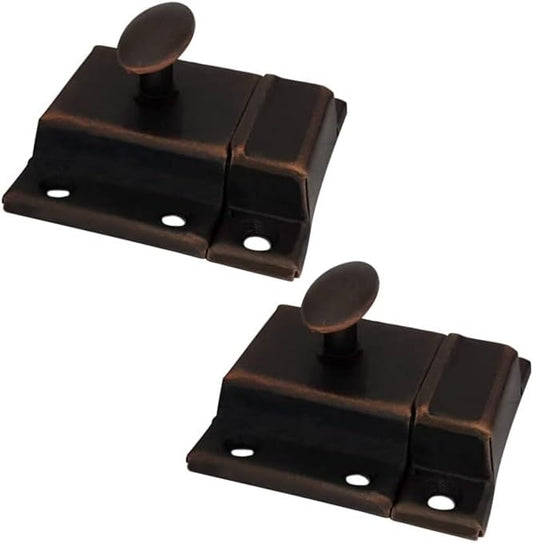 QCAA Oval Turn Cabinet Latch, for Cupboard & Other Furniture, Small, Antique Copper, Made in Taiwan, 2 Pack