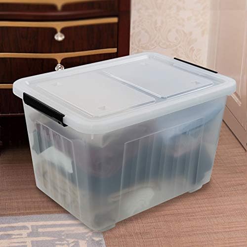 4-Pack Clear Plastic Storage Bins with Lid, 42 L Large Plastic Storage Box