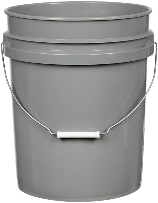 House Naturals 5 Gallon Premium HPDE Plastic Bucket - Made in USA Food Grade Storage Container, BPA Free All Purpose Pail (4, Gray)