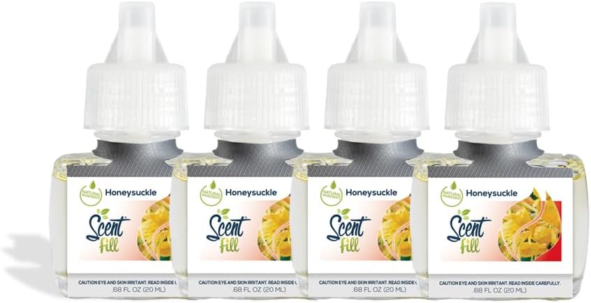 Scent Fill Honeysuckle Plug in Air Freshener, 4 Scented Oil Refills