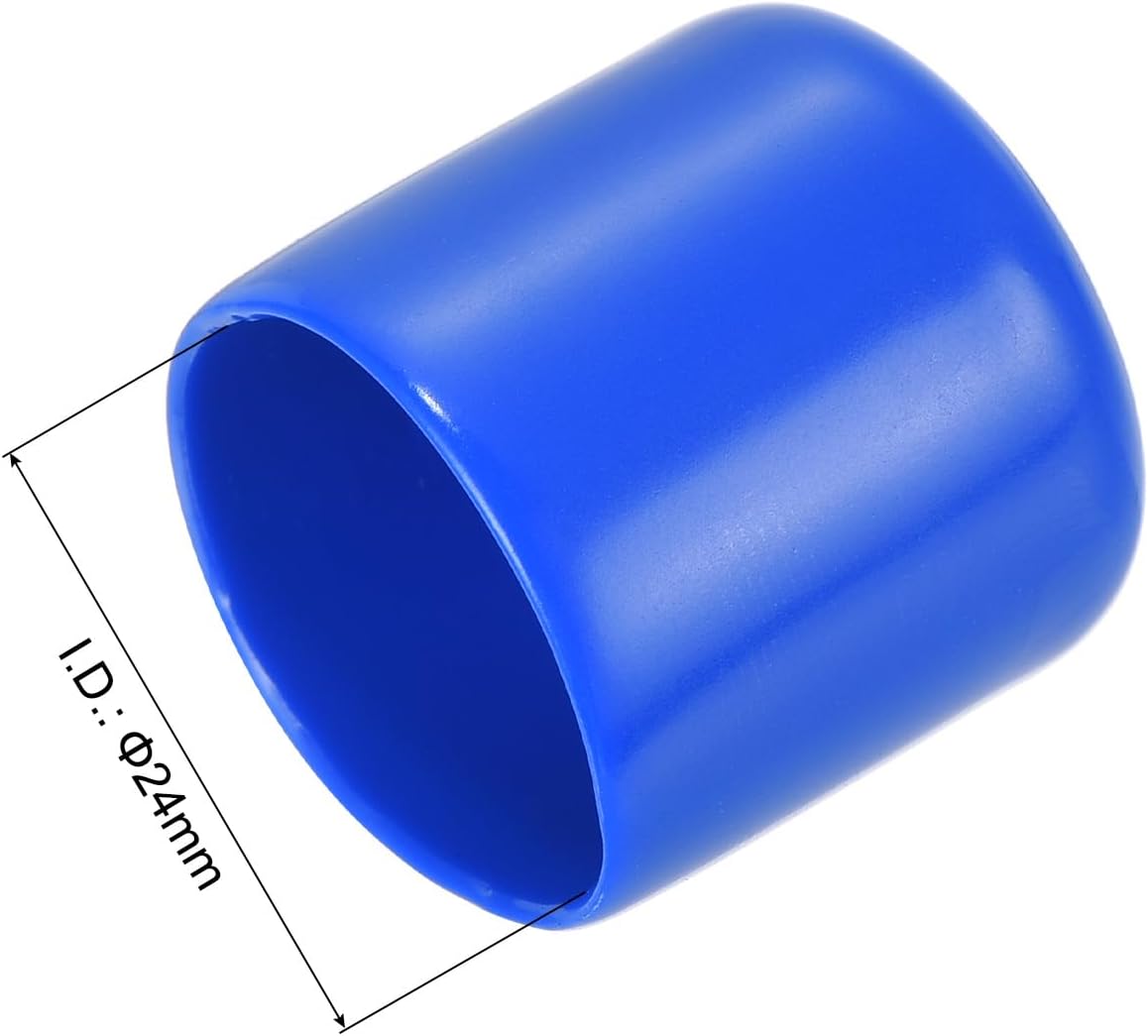 uxcell 20pcs Rubber End Caps 24mm ID Vinyl Round Tube Bolt Cap Cover Screw Thread Protectors Blue