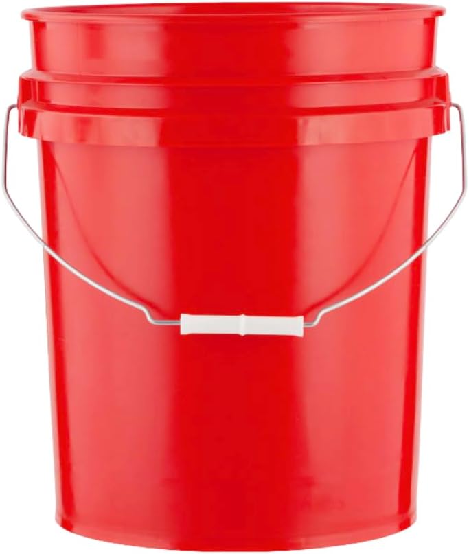 House Naturals 5 Gallon Premium HPDE Plastic Bucket - Made in USA Food Grade Storage Container, BPA Free All Purpose Pail (4, Red)