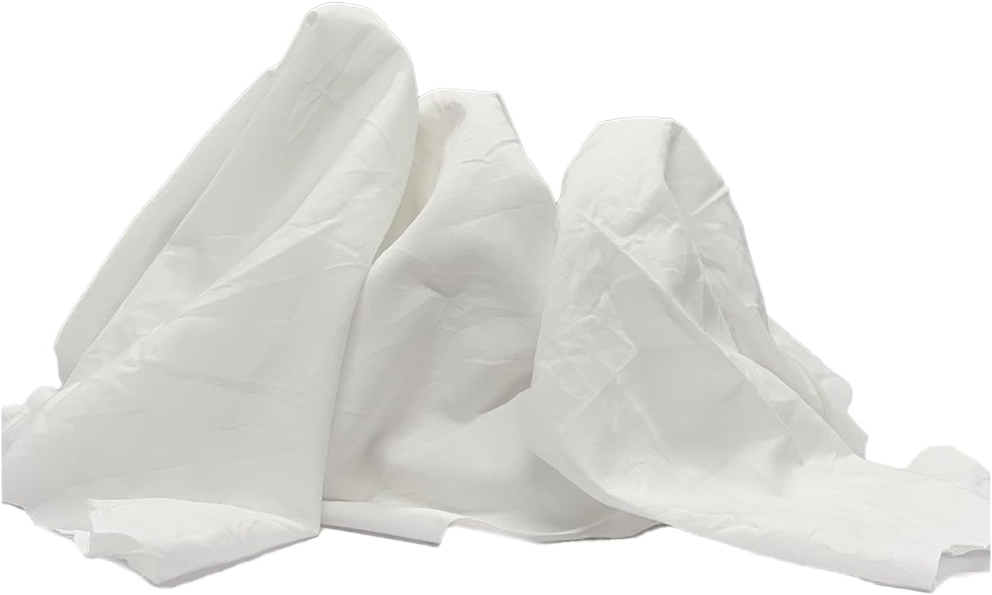 Recycled White Sheeting Cleaning Rags (10 lbs. Box) – Lint Free White Cotton Cloths for Manufacturing | Automotive | Janitorial | Shop Rags Bulk - Multipurpose