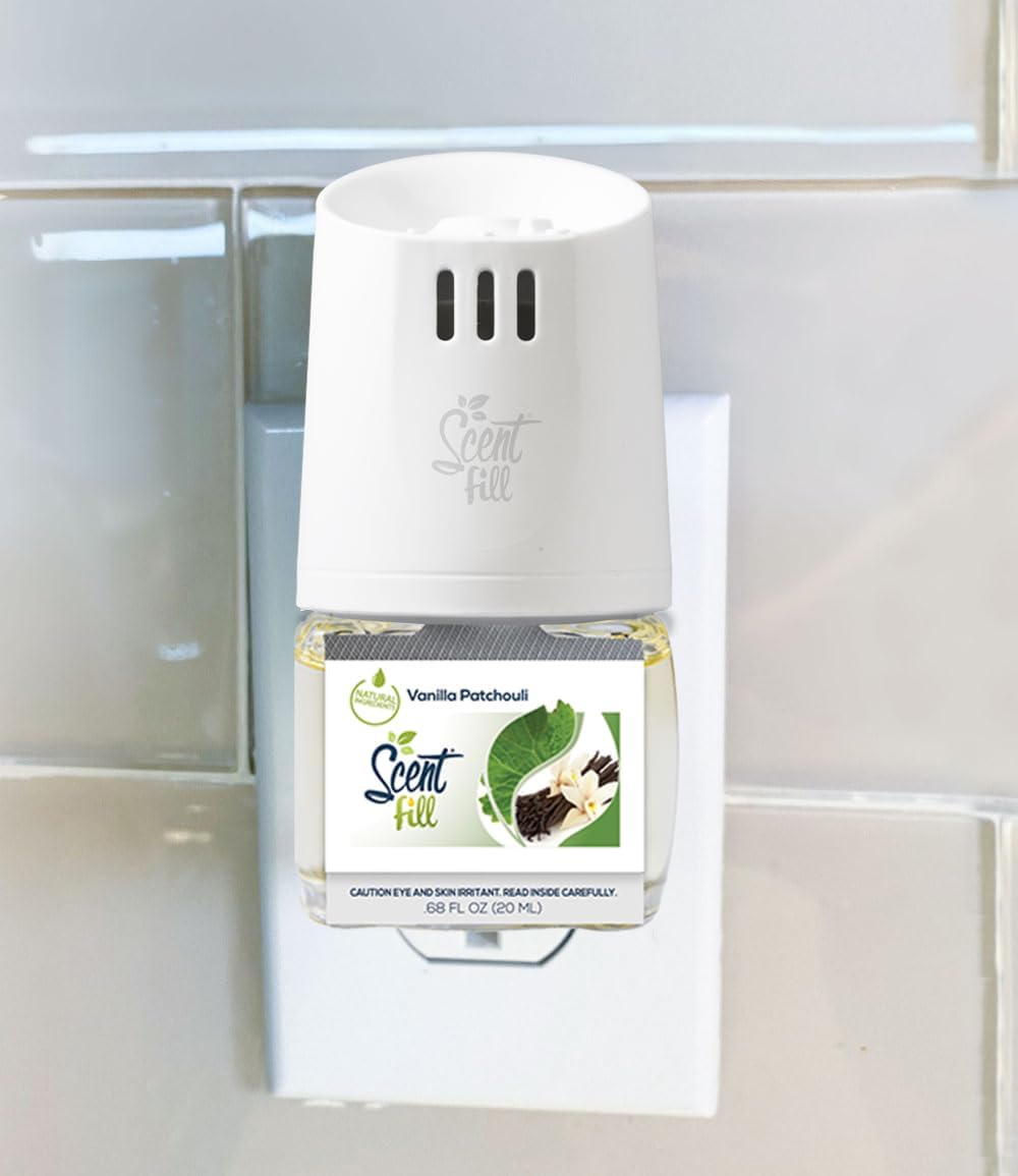 Scent Fill Vanilla Patchouli Plug in Air Freshener, 4 Scented Oil Refills