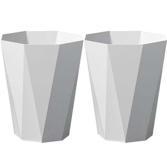 Trash Can Plastic Waste Basket 2.6 Gallon Garbage Can for Bathroom Office Bedroom Kitchen, 2 Pack White