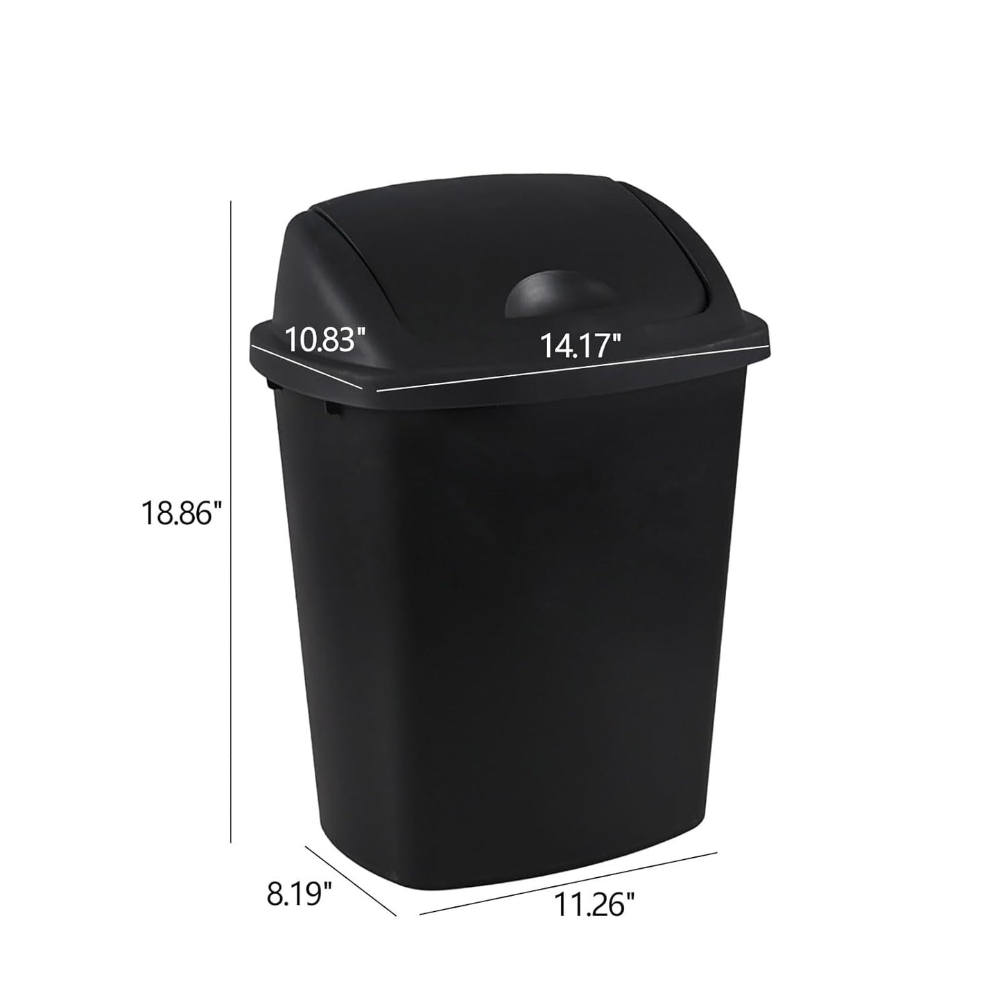 4-Pack 6 Gollons Garbage Bin with Lid, Black Swing Top Trash Can