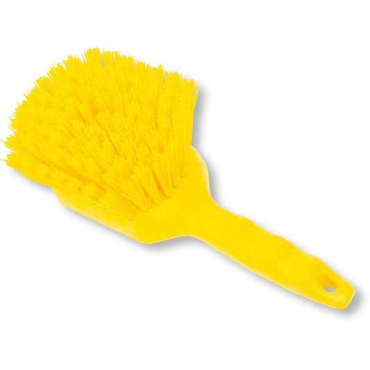 SPARTA 40541EC04 Plastic Scrub Brush, Utility Brush, Kitchen Brush With Hanging Hole For Cleaning, 8 Inches, Yellow, (Pack of 6)