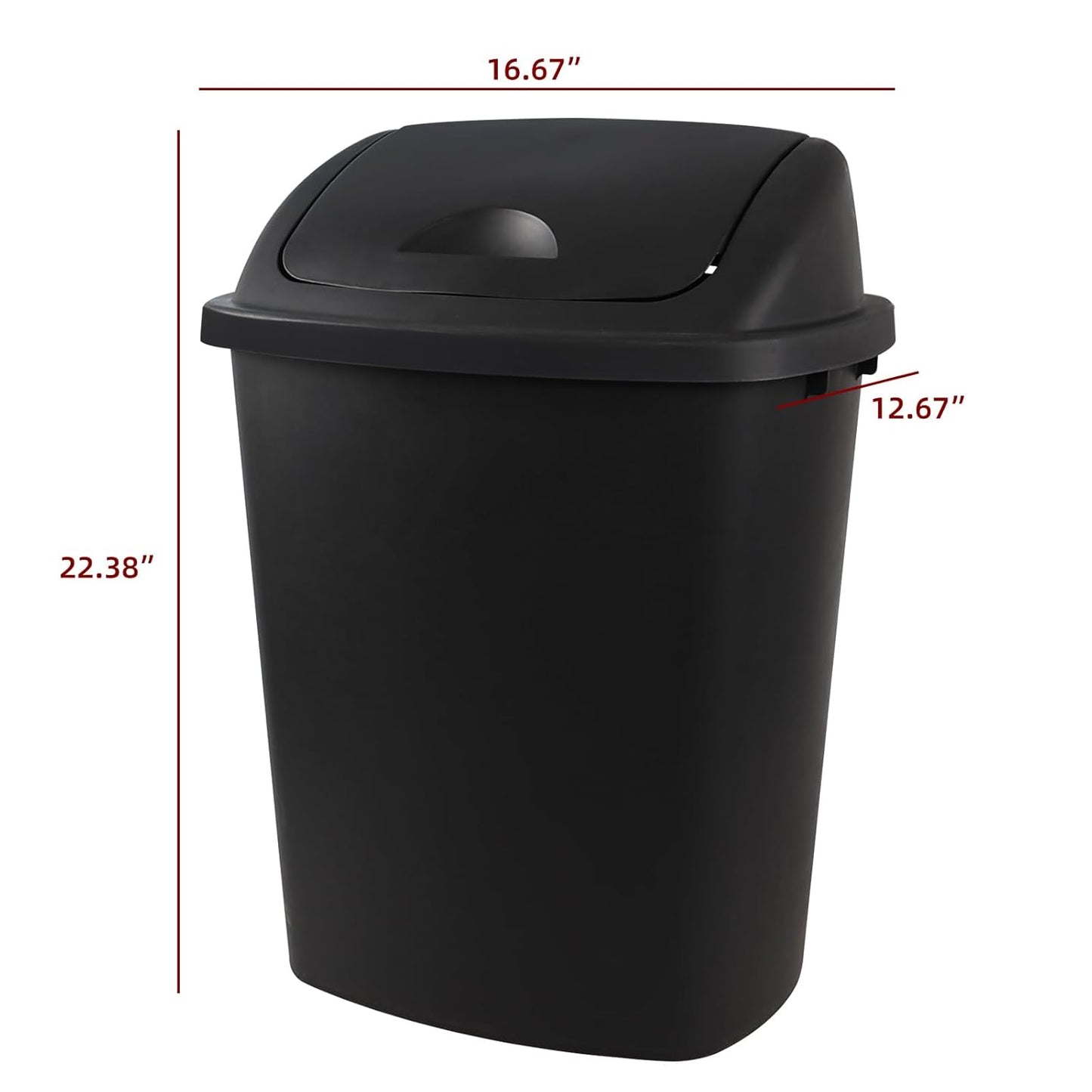 Zopnny 4-Pack 11 Gallon Swing Lid Trash Can, Plastic Swing-Top Garbage Can, Black
