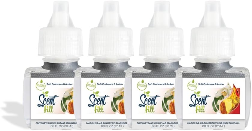 Scent Fill Soft Cashmere & Amber Plug in Air Freshener, 4 Scented Oil Refills