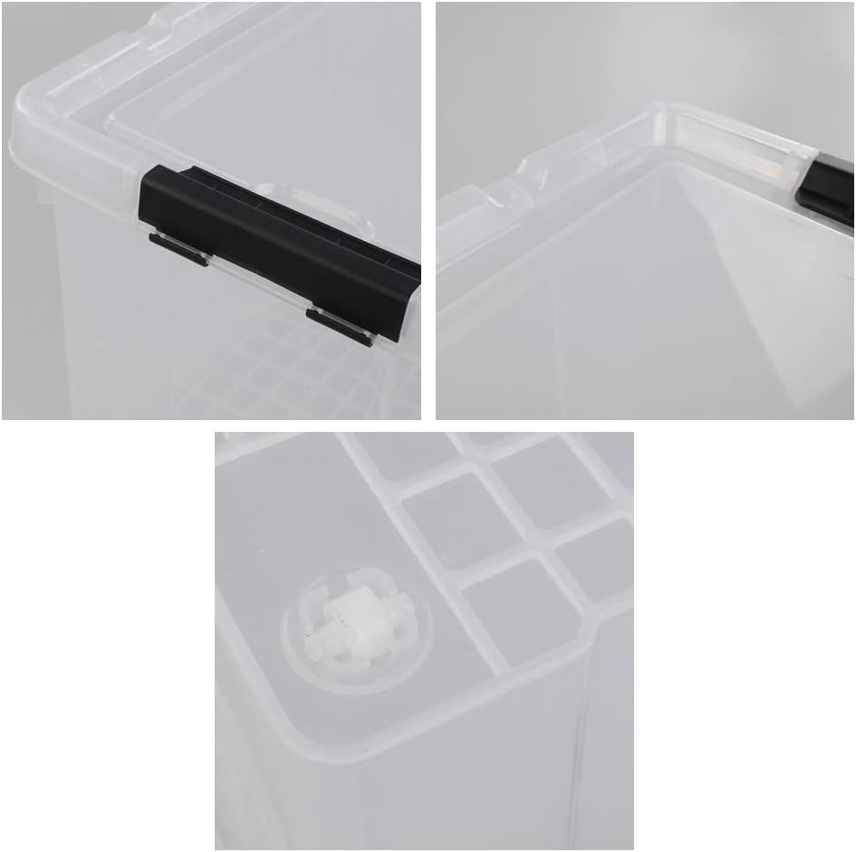 Pekky 50 Quart Clear Storage Containers/Bins with Lid，Wheels and Latching Handles, Large Rolling Storage Plastic Box Tote(4Packs)