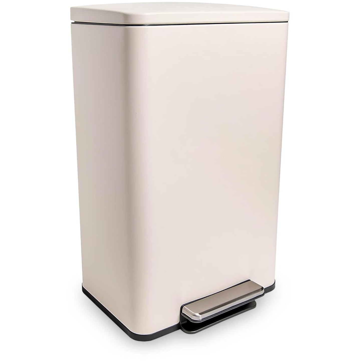 50 Liter / 13.2 Gallon Soft-Close, Smudge Resistant Trash Can with Foot Pedal and Built in Filter- White Color