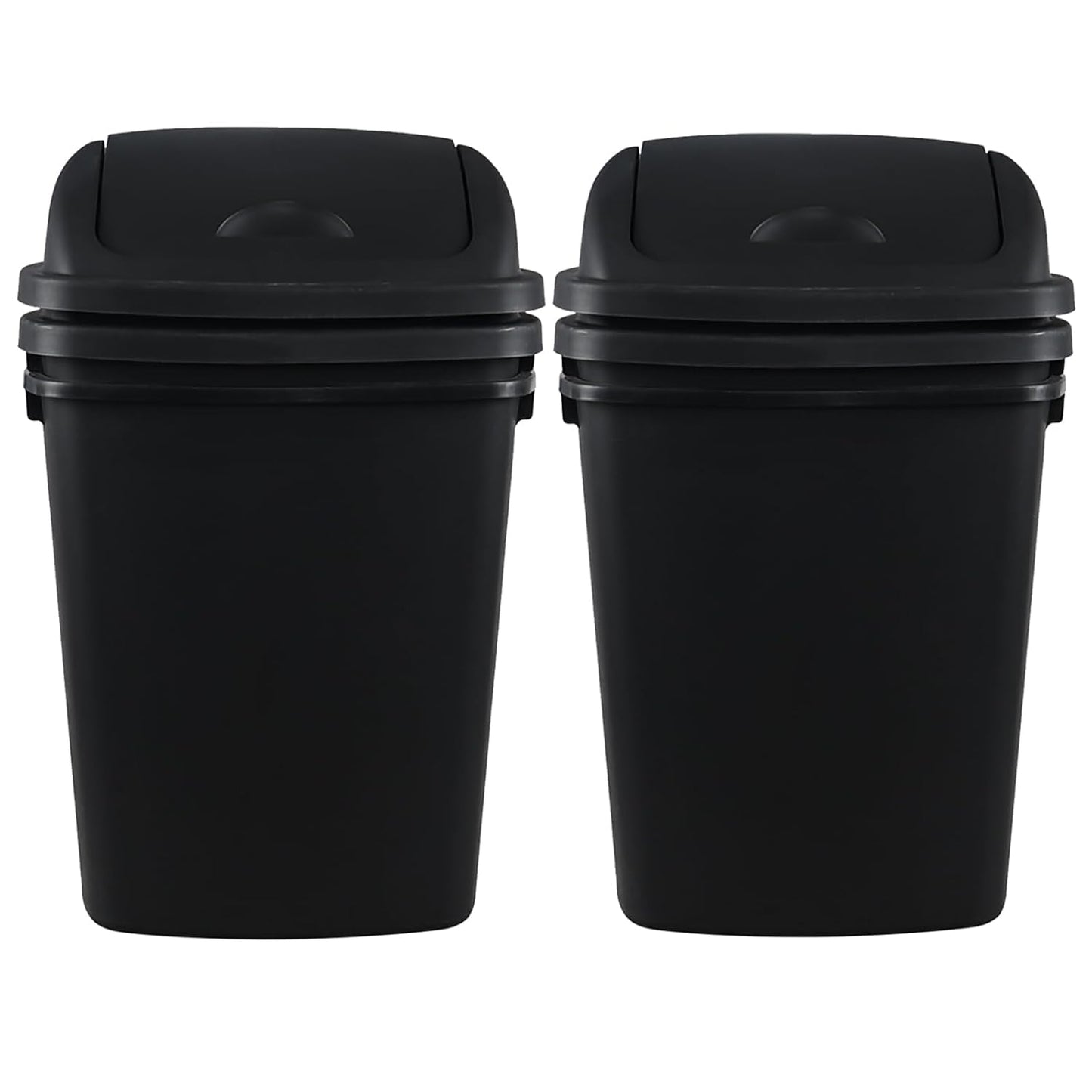 4 Pack 40 Liter Swing Lid Kitchen Garbage Can, Plastic Trash Can with Lid, Black