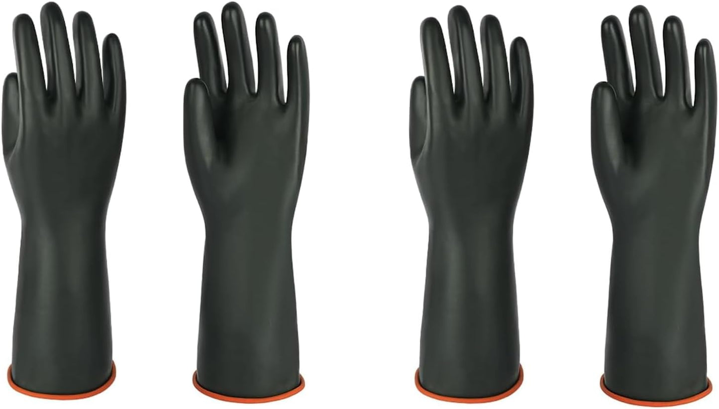 Heavy-Duty Latex Chemical Resistant Gloves - Reusable Long Rubber Dishwashing Gloves with Forearm Protection for Men - Waterproof, Industrial Safety Gear, Acid & Alkali Resistant, Oil-Proof,14“，2 Pair
