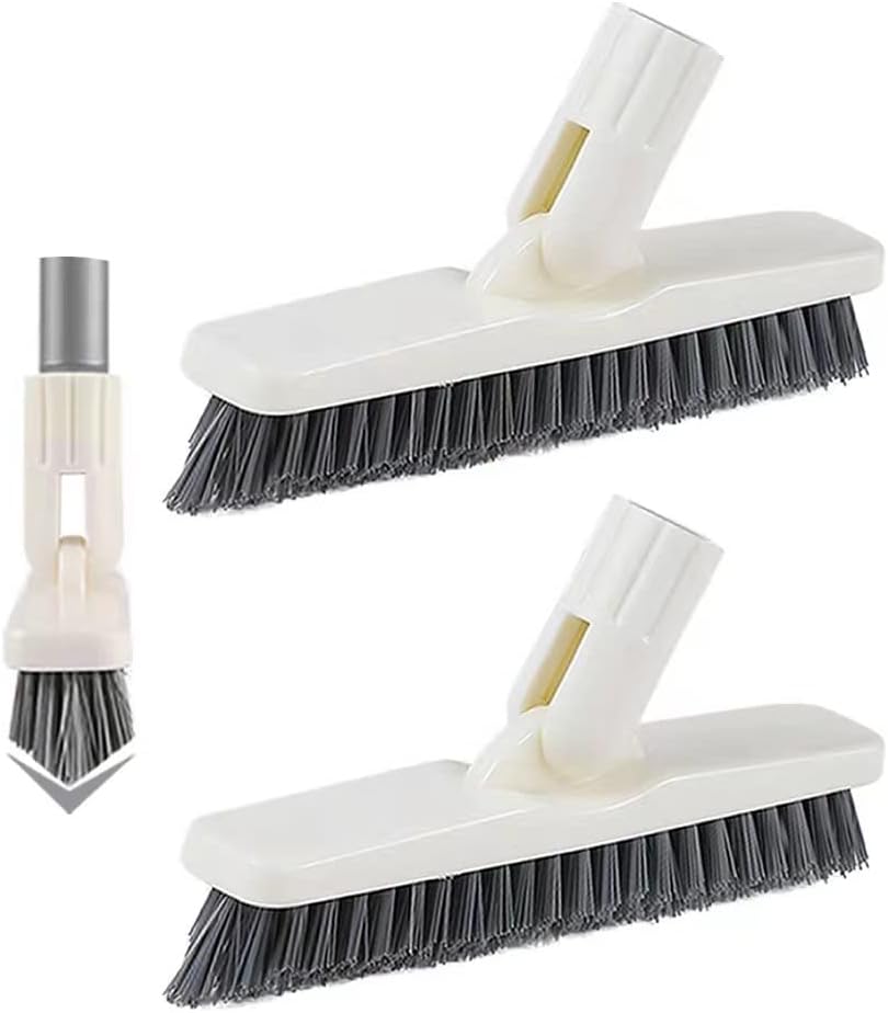 Grout Brush, Swivel Brush Head with Heavy Duty Stiff V-Shaped Bristles Cleans Shower, Corner, Tile and Narrow Space (2 Pack Refill Brush Head Only)