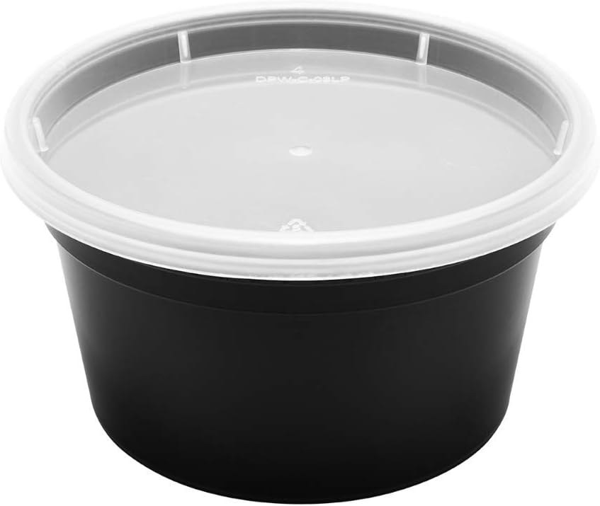 Karat [12oz - 240 ct Black PP Injection Molded Round Deli Containers with Lids (FP-IMDC12-PPB)