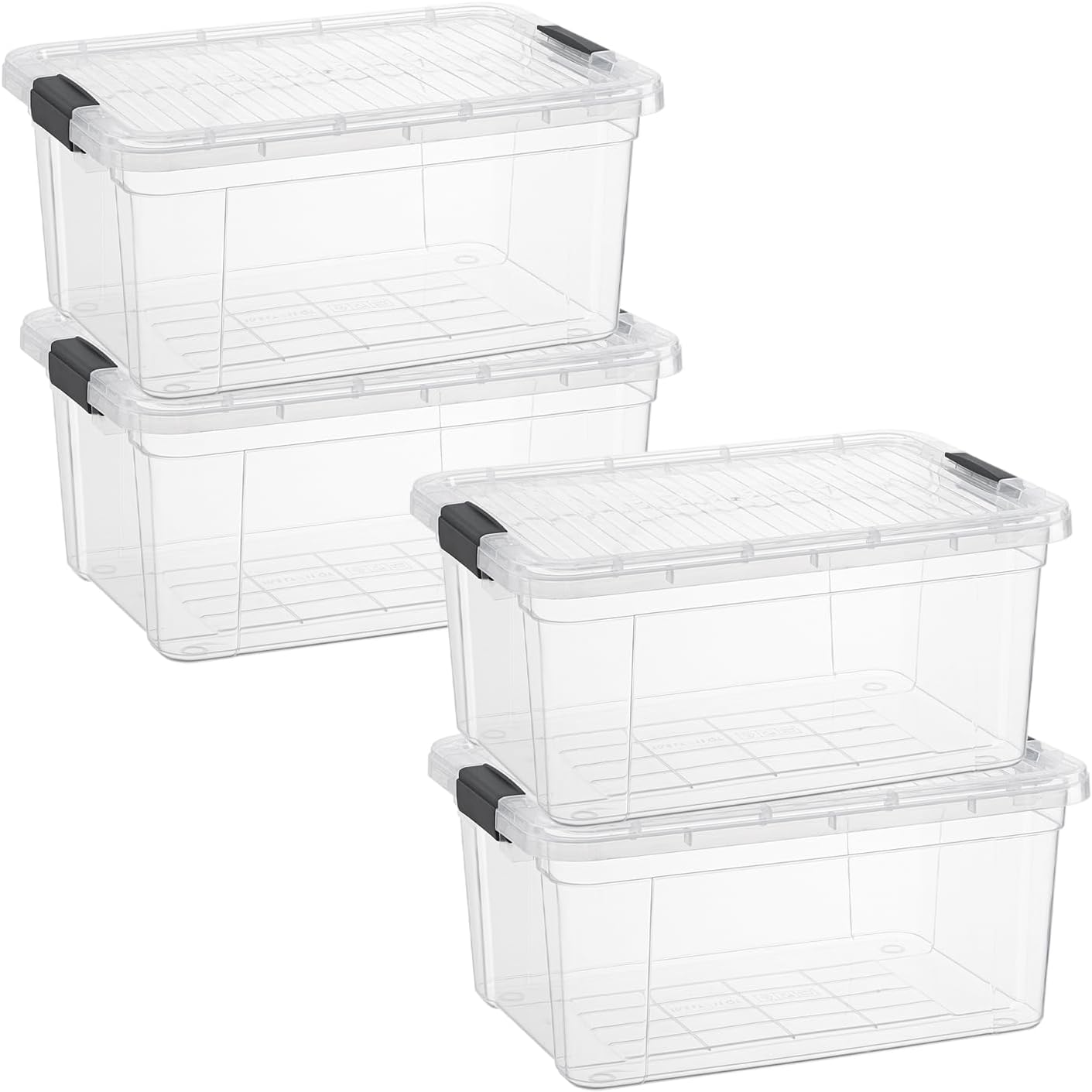 Superio Storage Bins with Lids- 4 Pack, 1.85 Qt Clear Boxes for Organizing, Stackable Plastic Containers- BPA Free, Non-Toxic, Odor Free, Organizer for Home, Office, Dorm