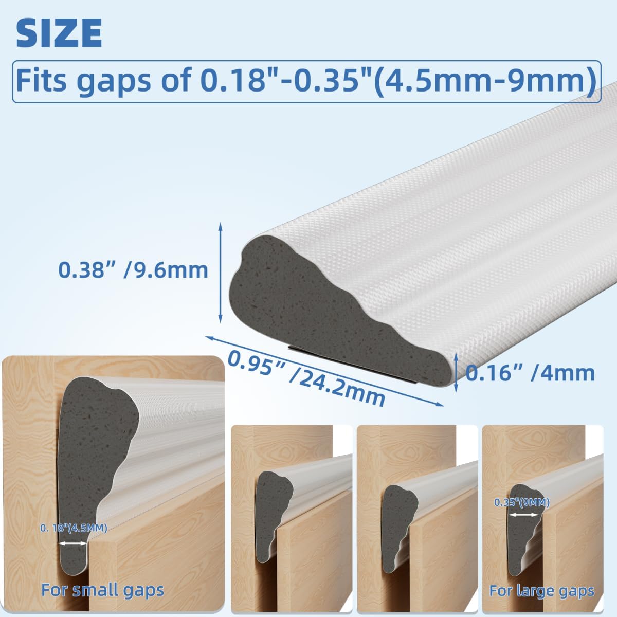 Wedge-Shape Window Weather Stripping Door Frame Seal Strip 196” White,Upgrade Black Foam,Soundproofing,Draft Stopper,Winter Insulation,Noise Blocker, Gap Filler for Exterior Front Door Side