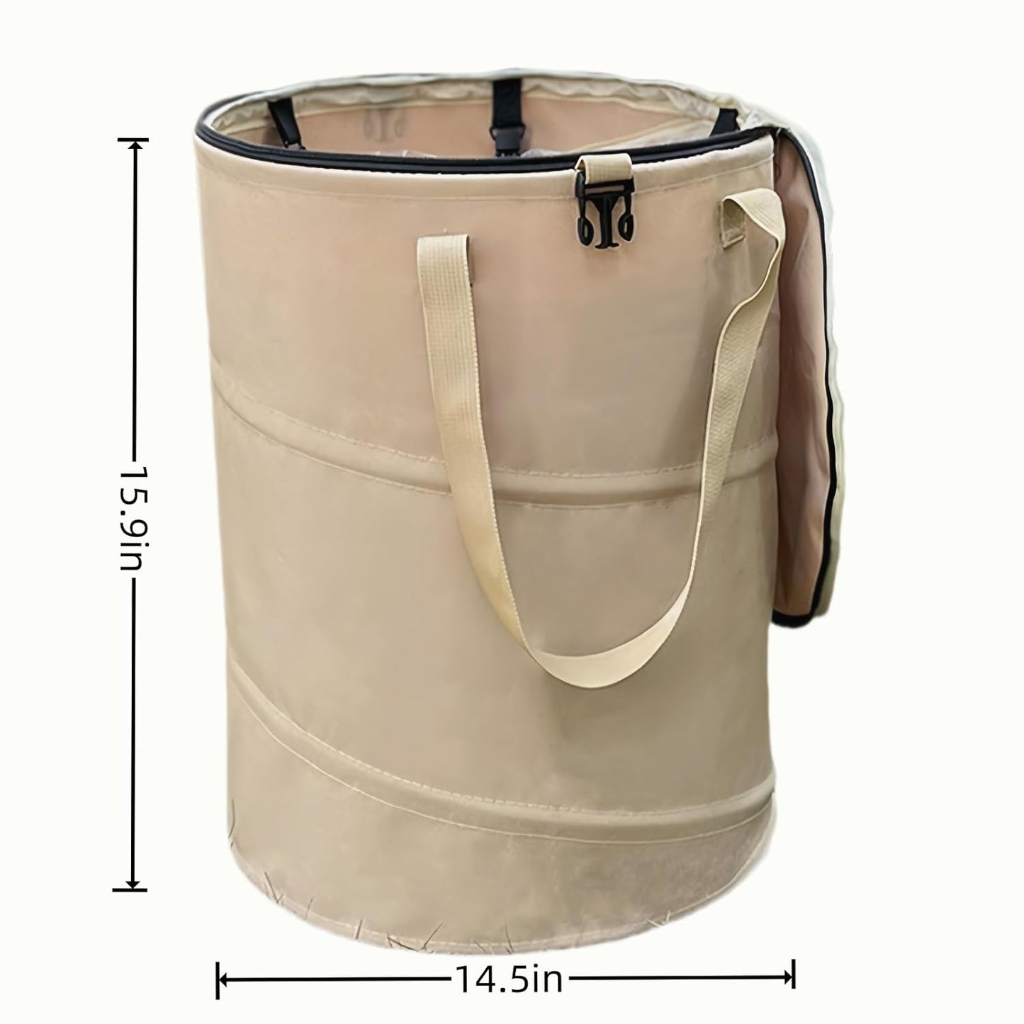 Collapsible Trash Can with Lid, Foldable Camping Trash Can, Outdoor Recycle Bin for Clothes and Toys, Thickened, Sturdy, Durable, with Attached Hook (Coffee)