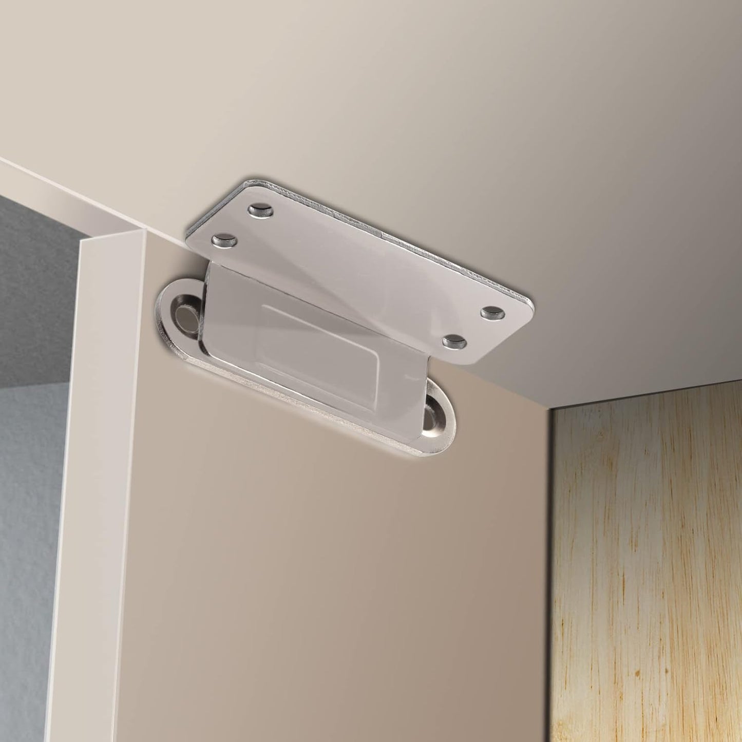 Mousike Cabinet Magnets Mousike Adhesive Strong Magnetic Door Catch Stainless Steel Kitchen Magnetic Latch Used to Close Cupboard Cabinet Closet Door Drawer(Silver 12Pack)