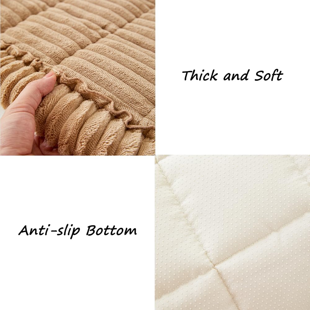 Couch Cover for Dogs Washable, Fuzzy Pet Couch Covers for 3 Cushion Sofa Pet Friendly, Non Slip Sofa Cover (Light Brown, 27.6" x 70.9"/70 x 180cm)