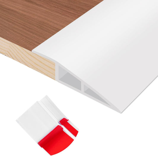 Floor Transition Strip Self Adhesive Vinyl Door Threshold for Doorways Carpet Edging Trim Overlap Edge Reducer for Laminate Floor, Carpet, Tile (White, 3/5" to 4/5", 10Ft)