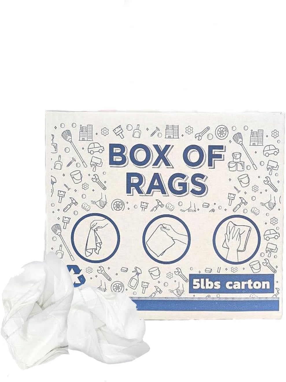 Recycled White Sheeting Cleaning Rags (5 lbs. Box) – Lint Free White Cotton Cloths for Manufacturing | Automotive | Janitorial | Shop Rags Bulk - Multipurpose